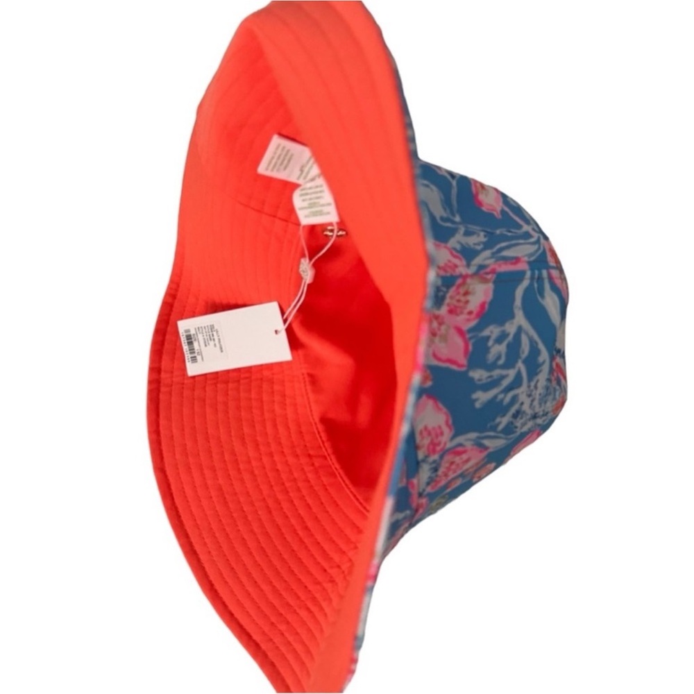 NWT Lilly Pulitzer Reversible Canvas Hat Floral Blue and Pink - Picture 6 of 6